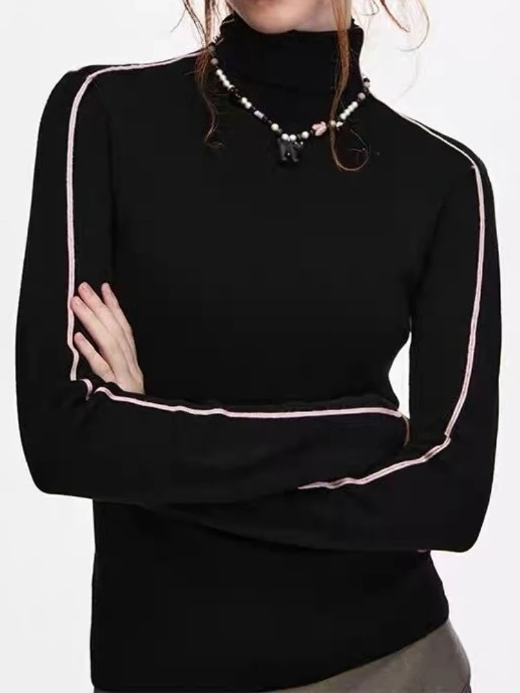 

Deeptown Turtleneck Knitted Sweaters Women Autumn Winter Long Sleeved Tops Elegant Office Female Slim Fit Sweaters Pullovers