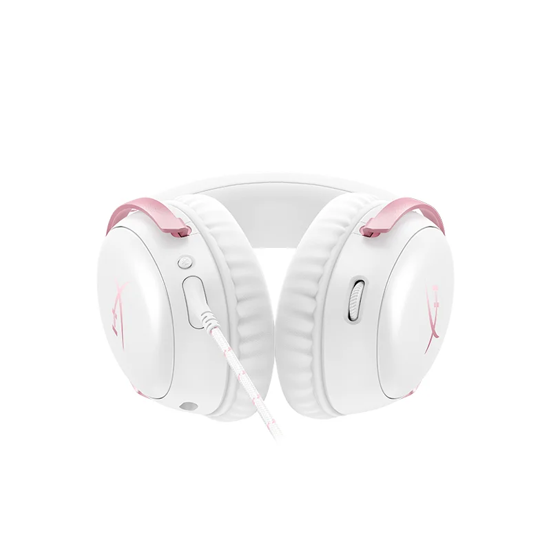 HyperX Cloud III Pink Wired Gaming Headset Angled 53mm Drivers DTS Spatial Audio Memory Foam Mic USB-C USB-A 3.5mm