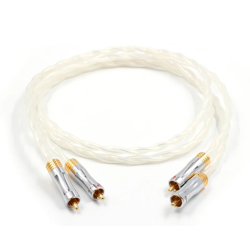 

Audiocrast Hifi 8N OCC Copper Silver Plated RCA to RCA Cable Dual Analog Interconnect Cable Silver RCA cabe OCC silver cable