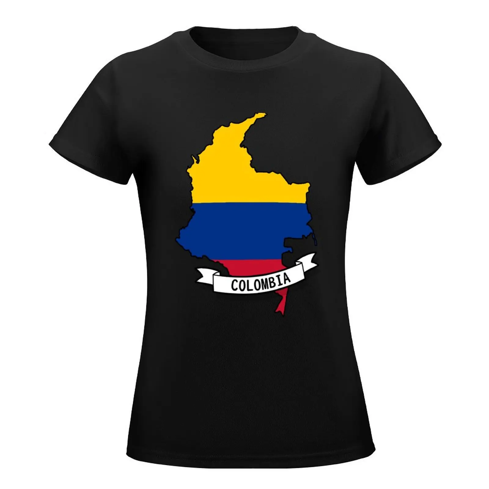 Colombia Flag Map T-Shirt Female clothing kawaii clothes tees tops for Women