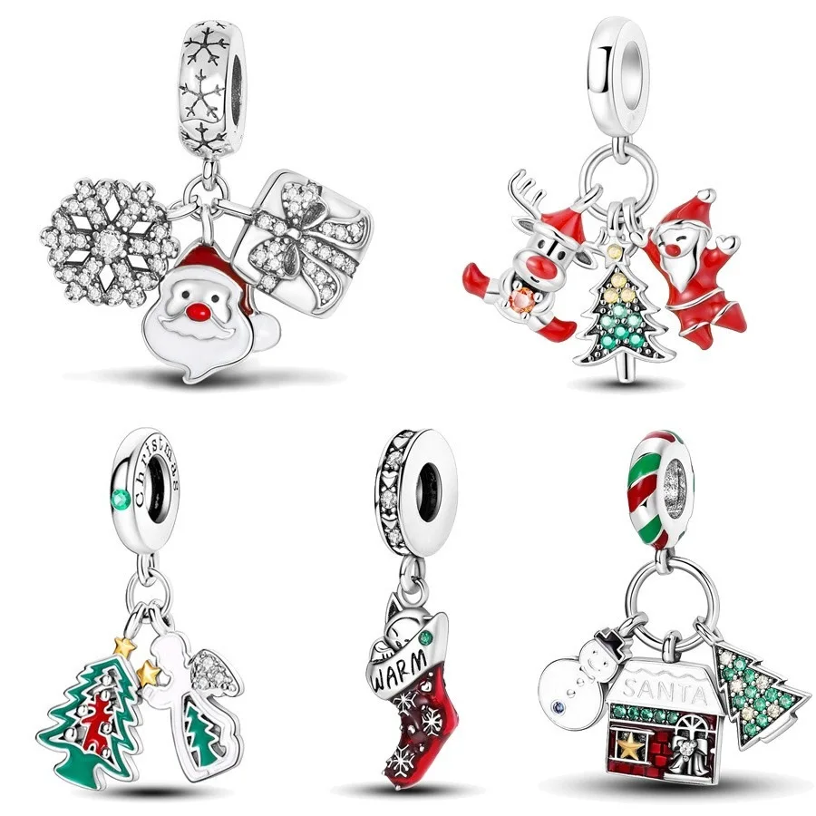 

High-quality Silver Christmas Snowflake Gift Box for Ladies, Charming Pendant BeadsDIY Light Luxury Jewelry Bracelet Accessories