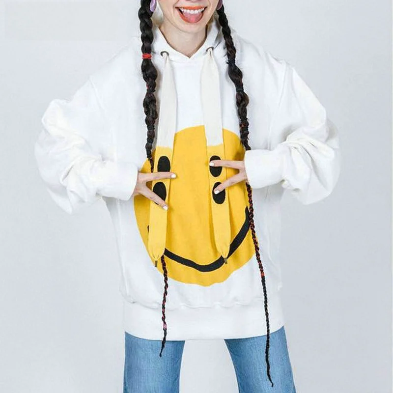 

Street Sle Japanese Four-Eyed Smiling Face Hoodie Autumn Winter Trendy Brand KAPITAL VINTAGE Dstring Loose ex Jaet