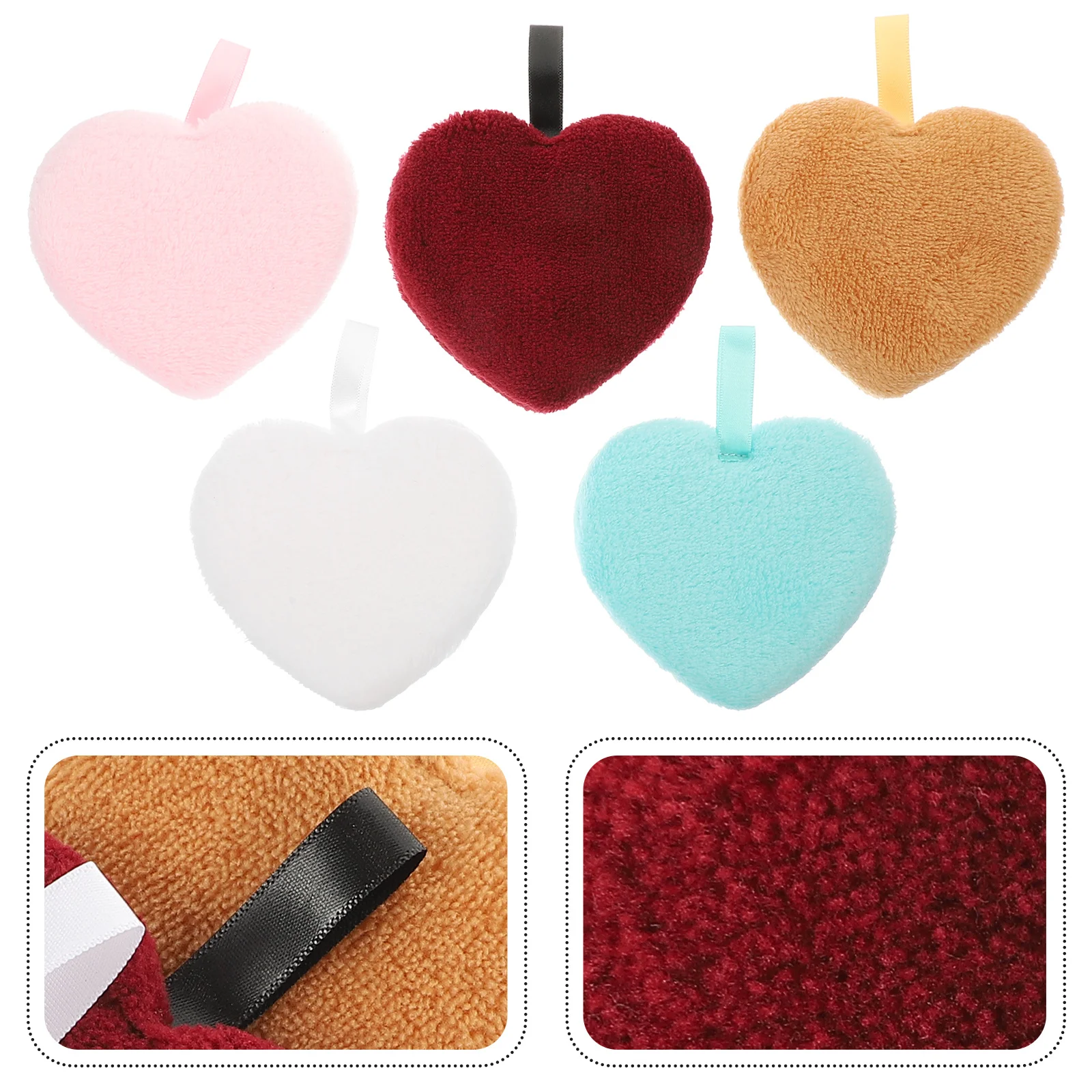 5 stks Gezicht Reiniging Bladerdeeg Hartvormige Herbruikbare Make-Up Remover Pads Wasbare Gezichtsreiniging Gereedschap Voor Vrouwen Soepele Huid