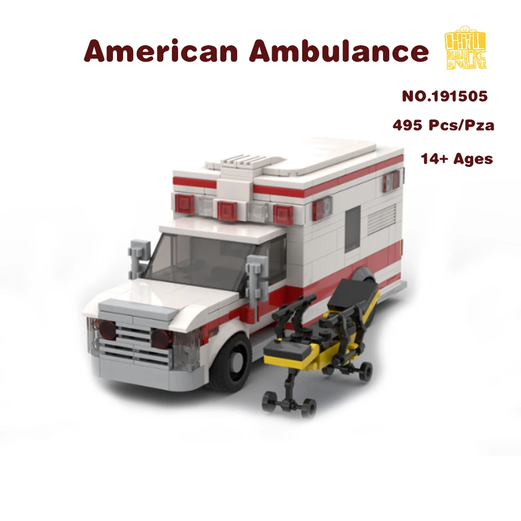 MOC-191505 Ambulance CAR Model With PDF Drawings Building Blocks Bricks Kids Educational DIY Toys Birthday Christmas Gifts