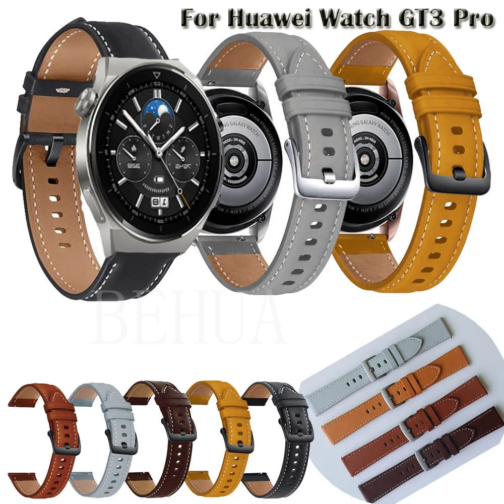 Watchband For Huawei Watch GT 3 pro 46mm 43mm 22mm 20mm Genuine Leather Strap Wristband Bracelet For Huawei GT3 GT2 42mm 46mm