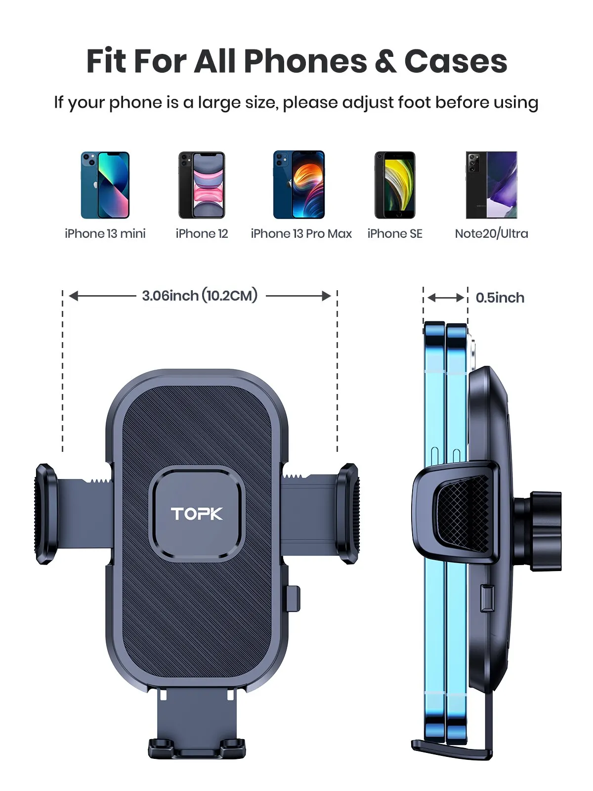 Topk suporte de telefone para carro, suporte de gravidade para iphone, xiaomi, samsung, suporte móvel para painel, pára-brisa, ventilação de ar, montagem de telefone