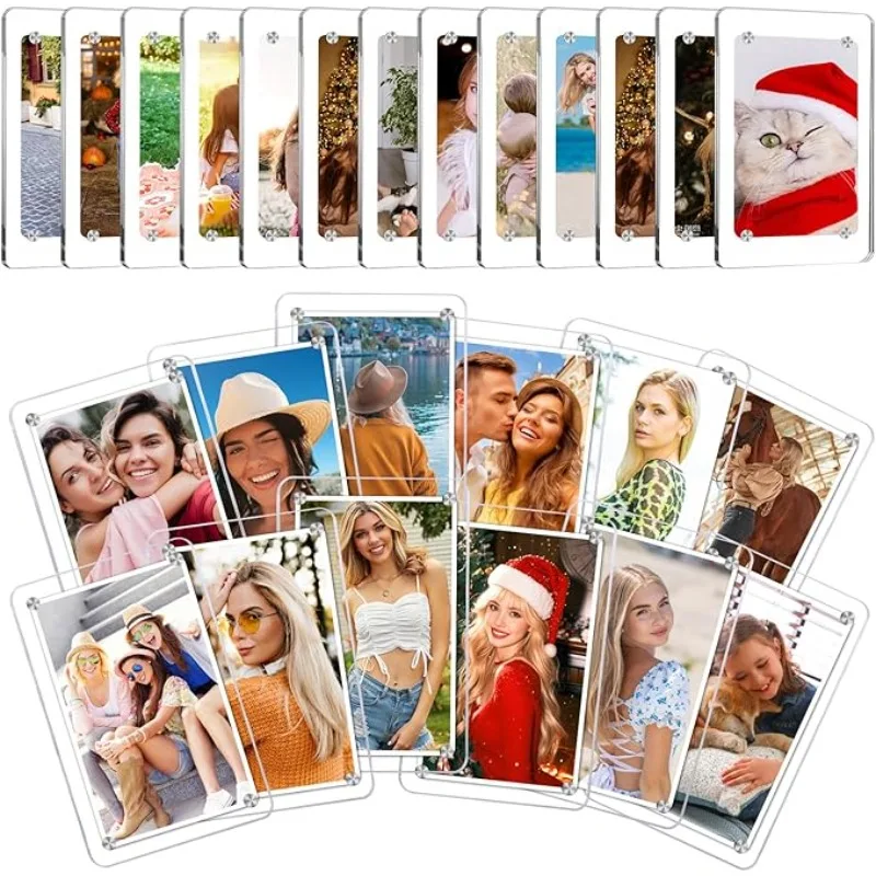 36/25/12Pack-Acrylic Fridge Magnetic Frame,Mini Picture Frames,Double Sided Photo Magnet Frames,Gifts(2.36x3.54Inch)