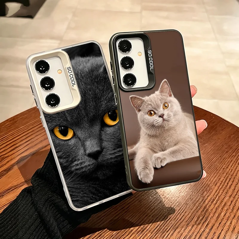 British Shorthair Cat Phone Case for Samsung A12 A13 A14 A22 A23 A24 A32 A33 A34 A54 A53 A52S Galaxy A02S A03S Core A04E A04S A7