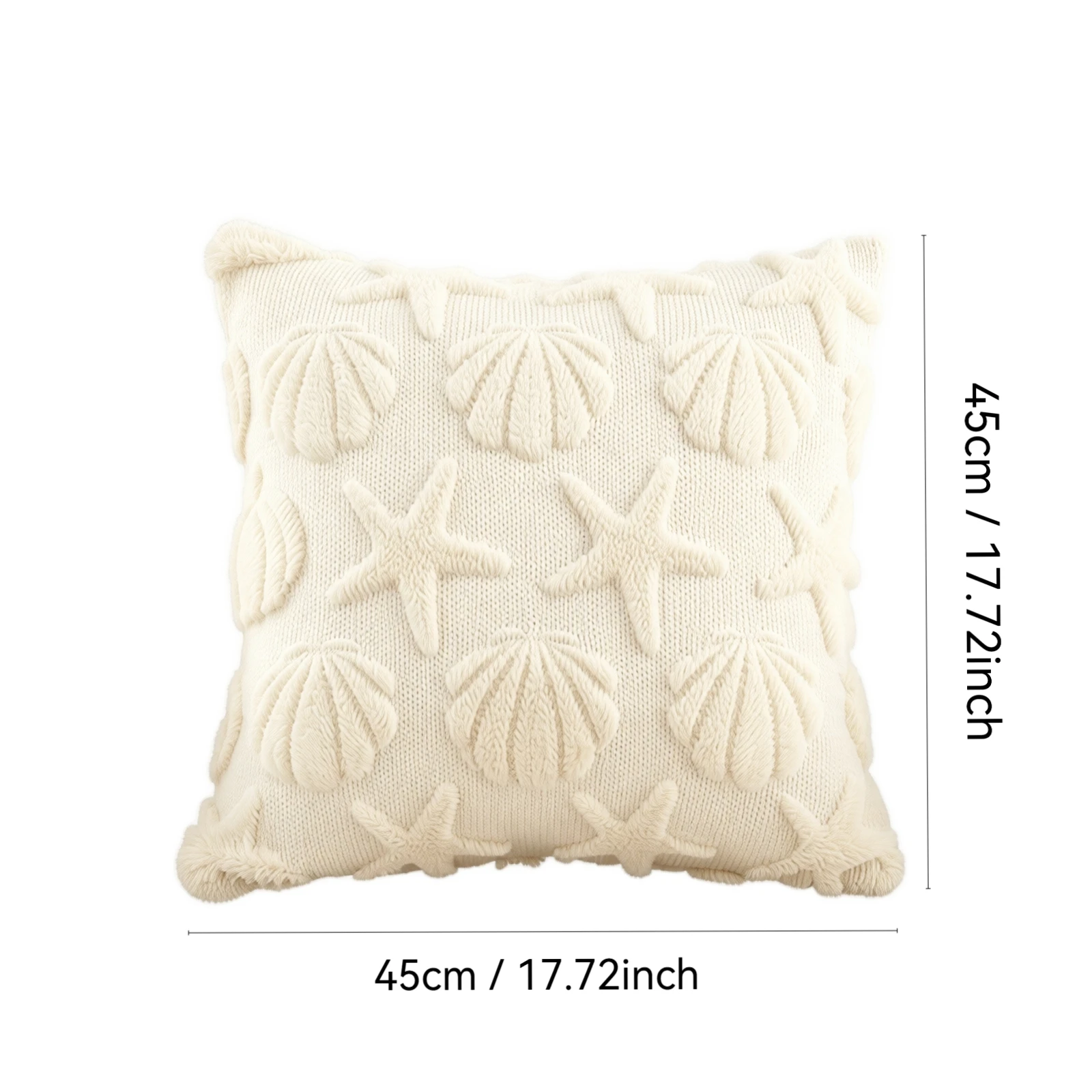  Ocean Theme Pillow Case Starfish Shell Pillow Cover Sea Star Quilted Plush Decorative Sofa Cushion Cover Car Throw Pillow Cove