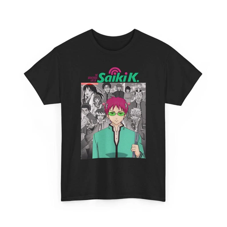 Hot Sale Anime The Disastrous Life of Saiki K Cast Group Print T-shirt Unisex Fashion Trendy Streetwear Oversized Casual Tshirt
