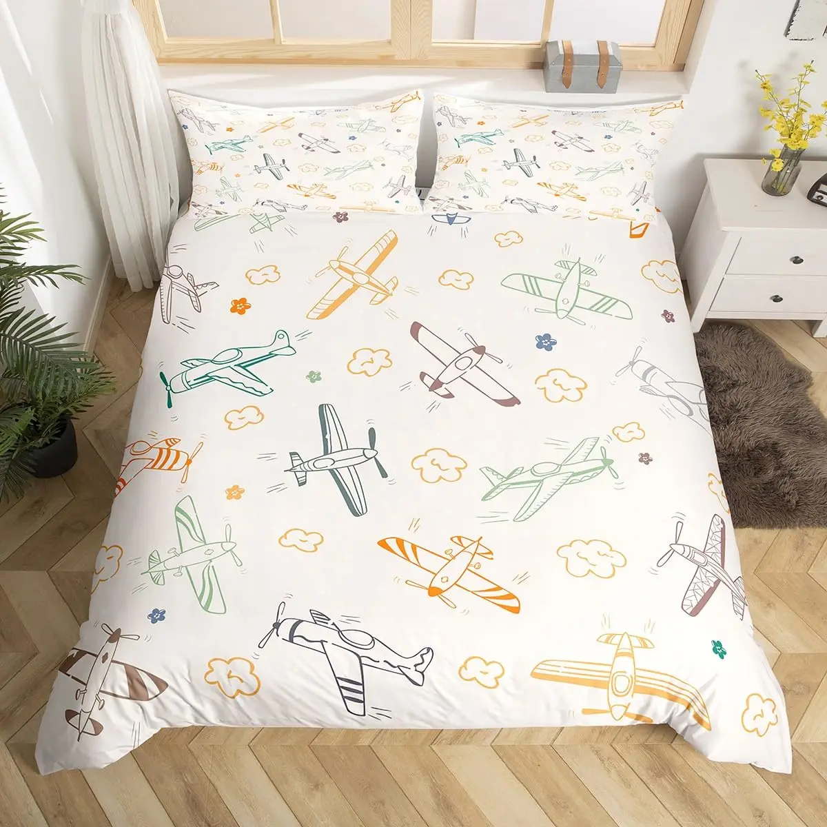 

Комплекты пододеяльников для самолетов, королевский размер, комплект постельного белья с рисунком самолета для детей, мальчиков и девочек, аэрокосмический авиационный тематический пододеяльник
