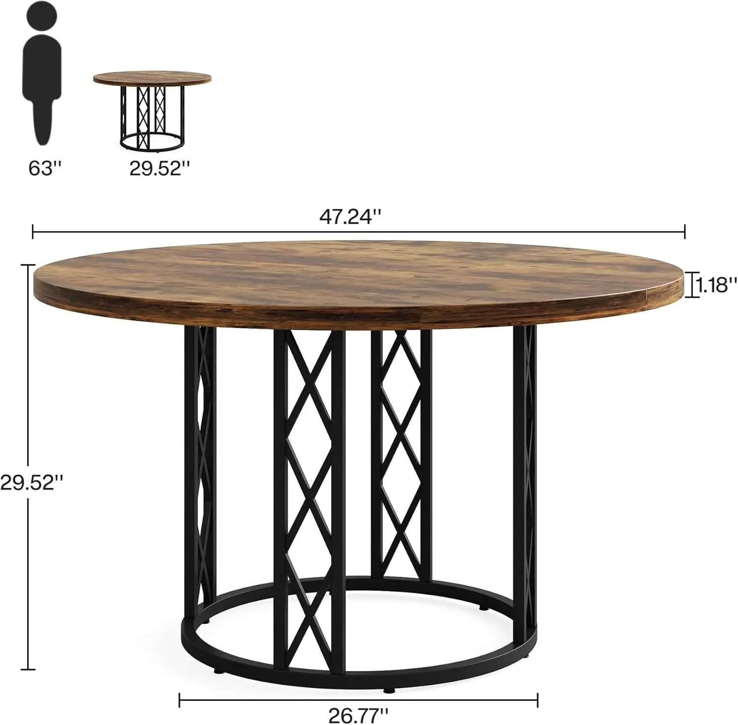 Round Dining Table for 4 People: 47