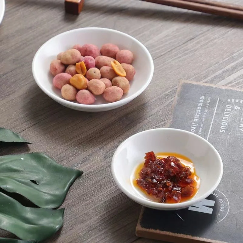 Plato comercial de cerámica para desayuno, salsa de soja, condimento Char Siu, juego de vajilla redonda pequeña para uso doméstico y en restaurantes