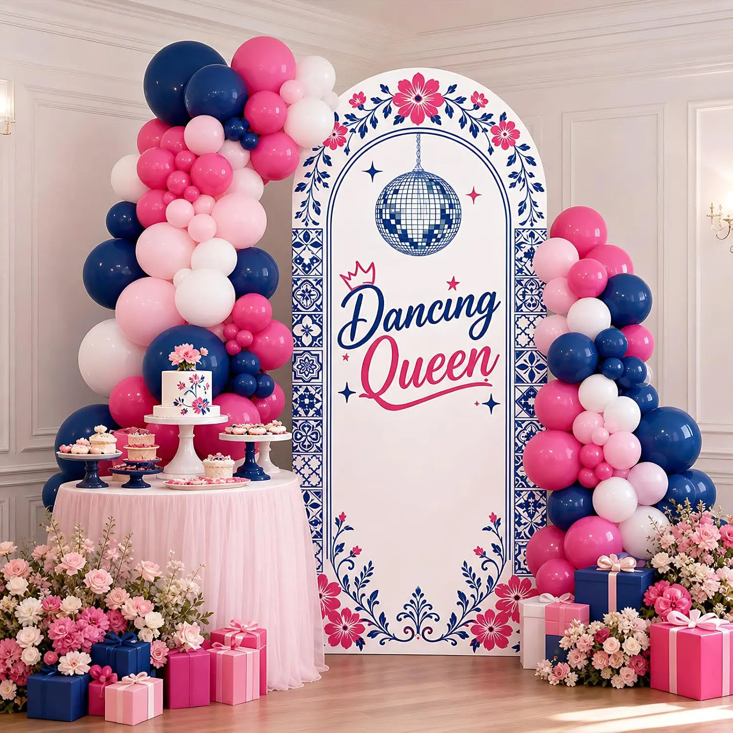Custom 2-sided Dancing Queen Arch Backdrop Cover Disco Retro 80s 90s Bachelorette Party Decor Birthday Bridal Shower Background