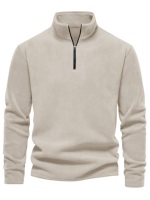 Men's autumn and winter new plush long-sleeved pullover zipper sweater