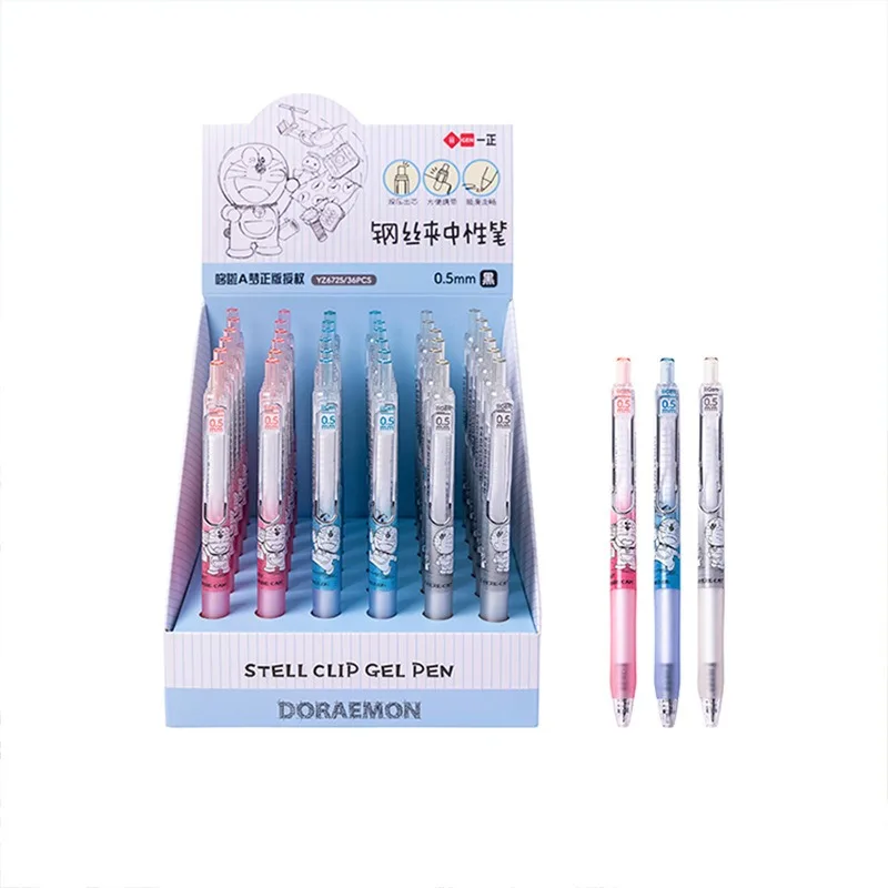 Iigen yizheng 6 pçs anime doraemon imprensa caneta gel preto kawaii feminino coração estudante escrita canetas esferográficas escritório escola papelaria