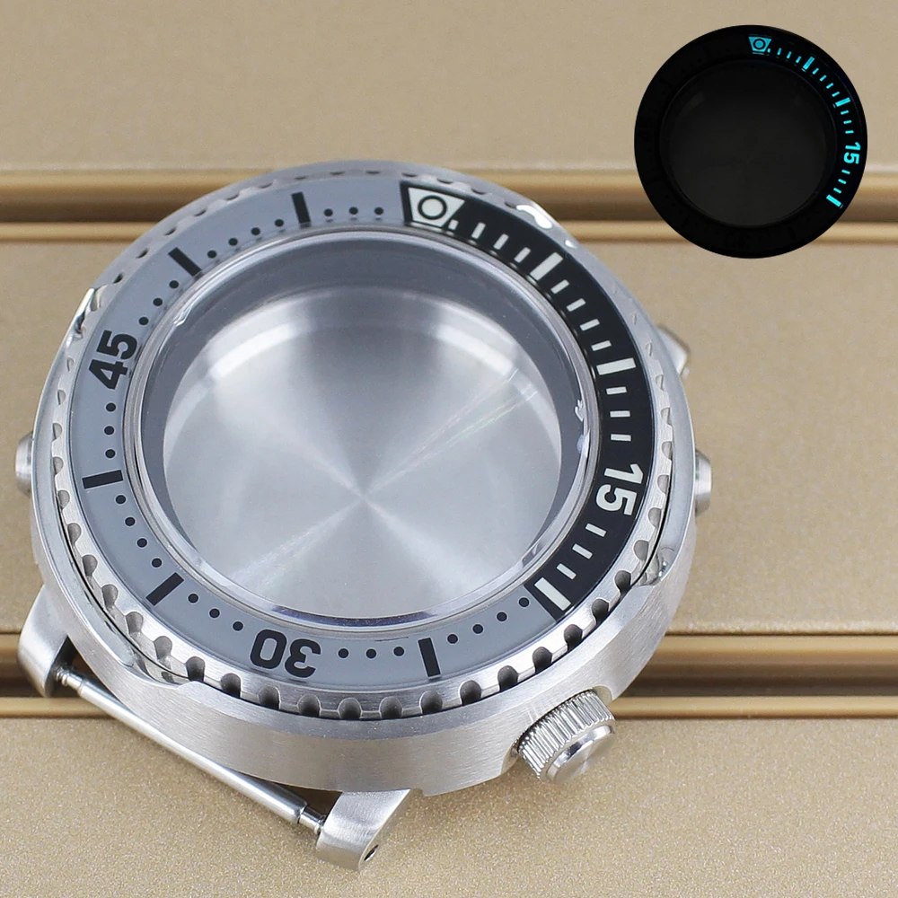 Серебристый корпус часов 43,3 мм с кольцом в виде главы, сапфировое стекло для Seiko Nh34 Nh35 Nh36 Nh38, механизм 28,5 мм, модифицированный циферблат Tuna Baby