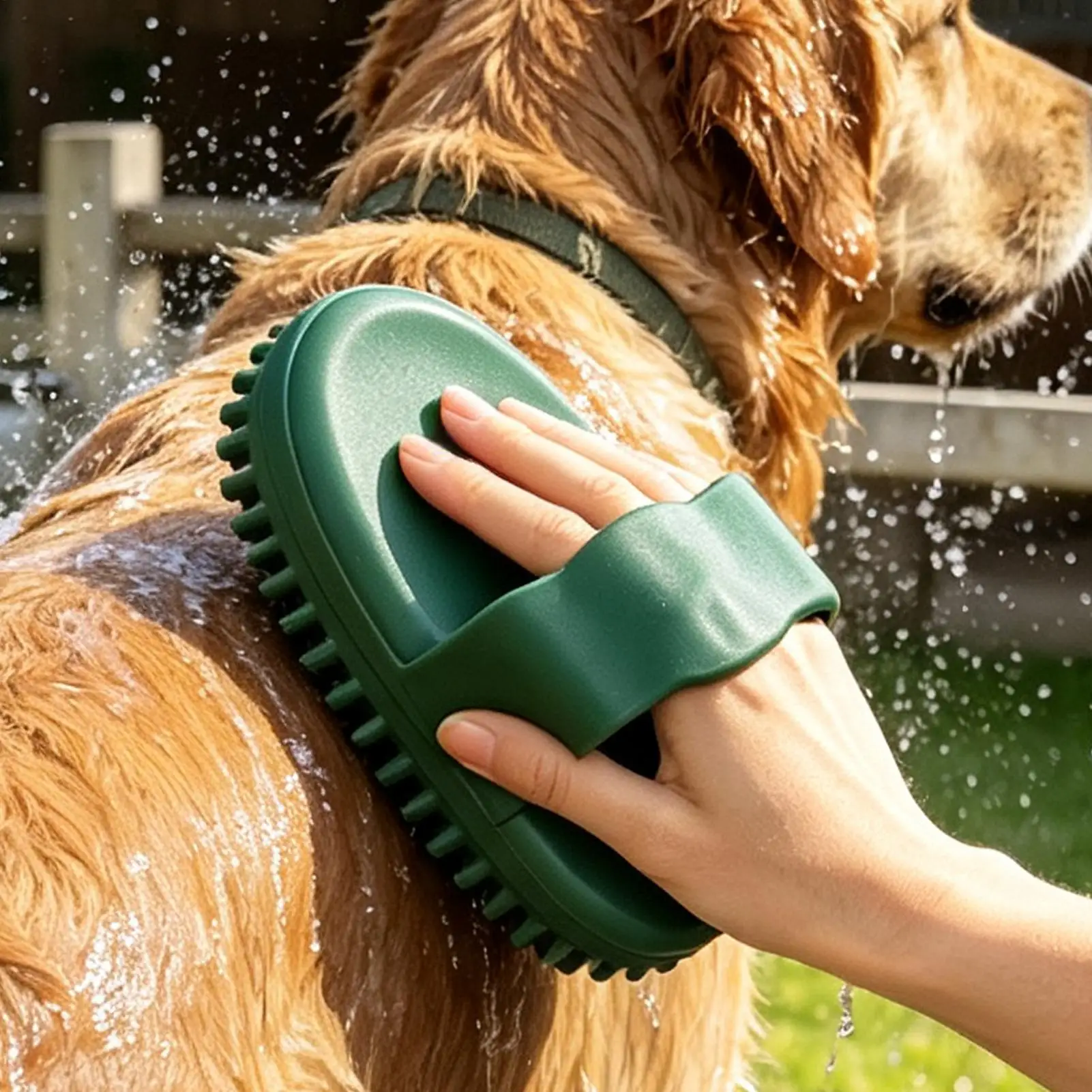 Horse Brush Soft Rubber Grooming Comb with Hand Strap Cat Brush for Shedding Massage Bathing Washing Shower pet  Cleaning Brush