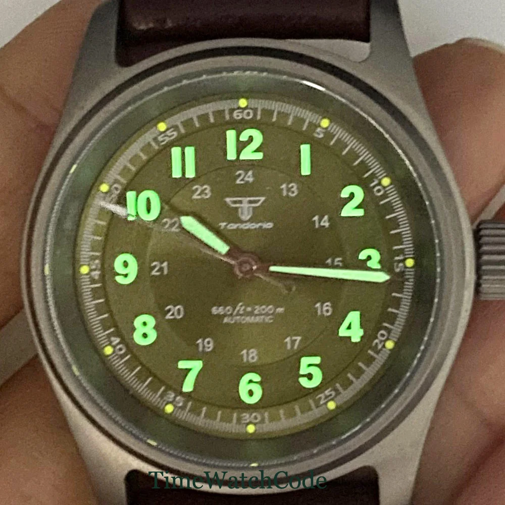 Tandorio Titan Tauchen Automatik uhr für Männer anti allergisch nh35a pt5000 movt 200m wasserdichter Saphirglas 36mm leuchtend