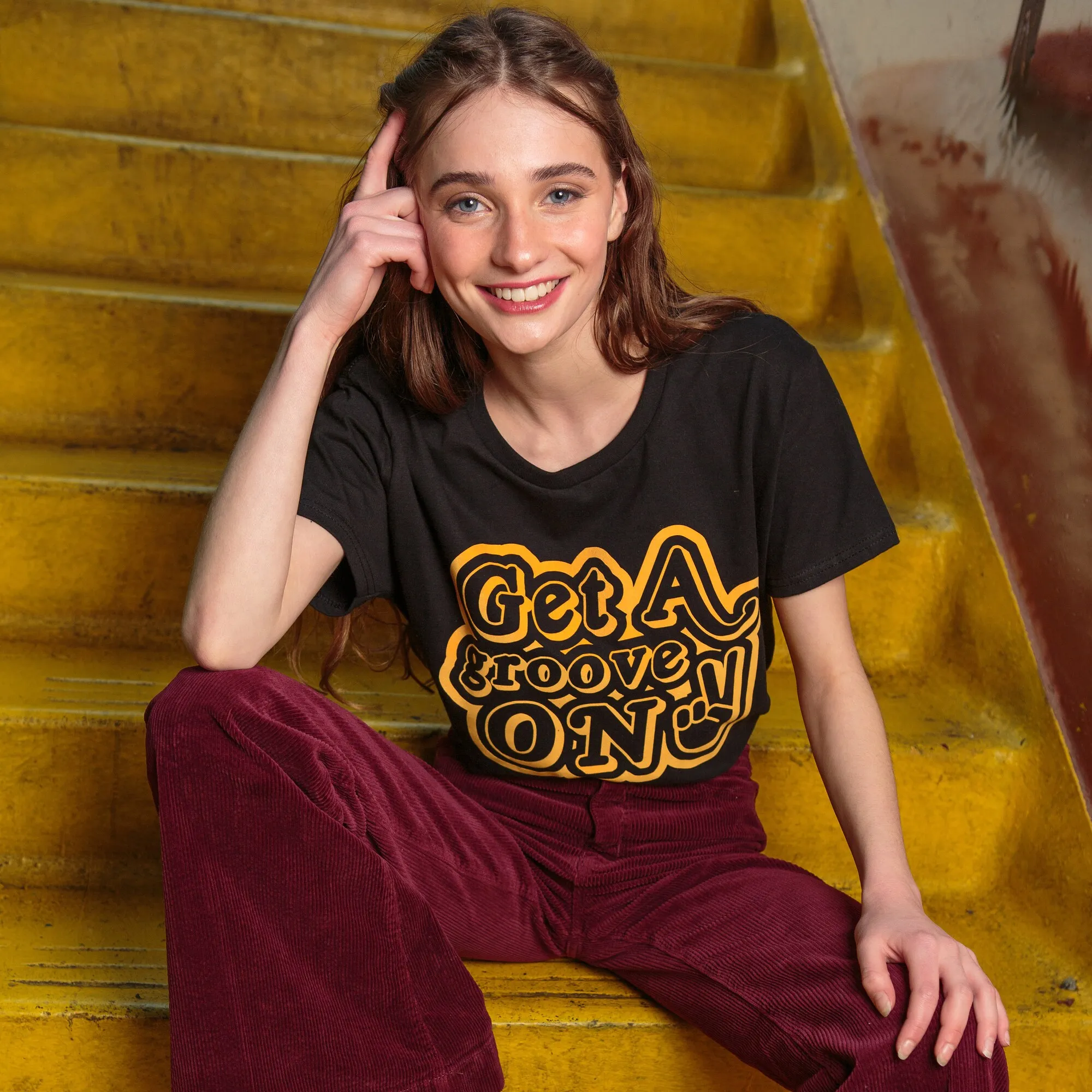 Get A Groove On Women's Slogan T-Shirt