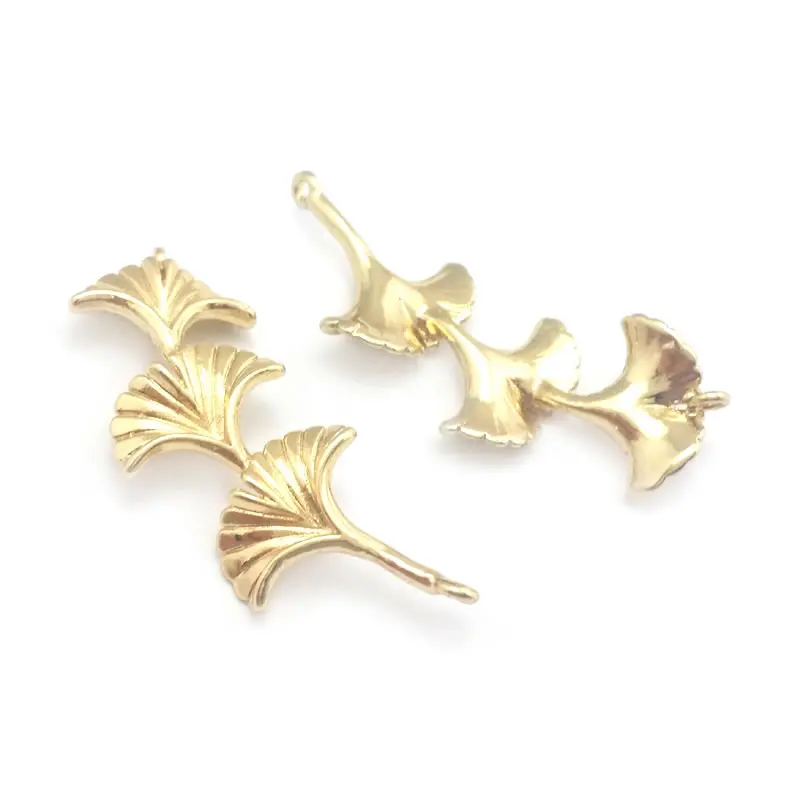 10PCS 18K Gold Color 2 Holes Ginkgo Leaves Connect Charms Pendants High Quality Necklace Accessories Rosediy official-website