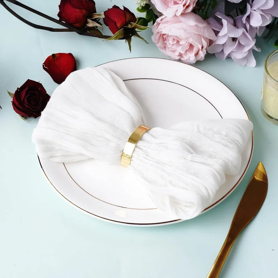 12 Uds. Servilletas de tela de queso de 20x20 pulgadas, servilletas de tela decorativas de mesa de lino rústico arrugado para cena Bohemia para boda, fiesta de bebé