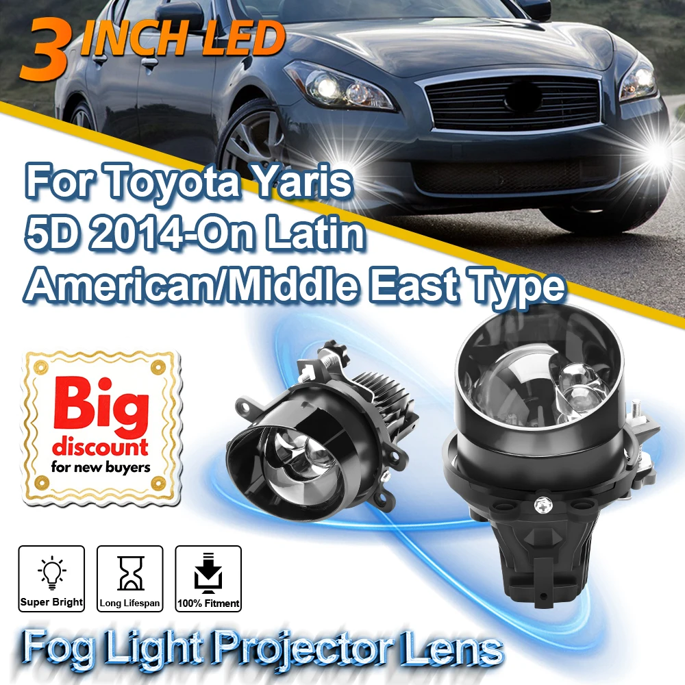 عدسة مصباح ضباب BI LED 3.0 بوصة لتويوتا يارس 5D