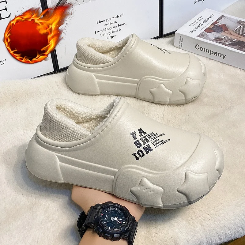 

Парные стильные тапочки Baotou, зимние бархатные утолщенные мужские и женские верхняя одежда, теплая хлопковая обувь, домашняя водонепроницаемая нескользящая хлопковая обувь