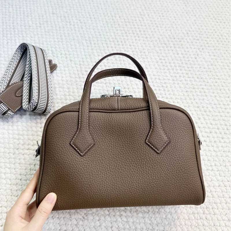 

Cowhide Bowling Ball Large Capacity Fashion Single Shoulder genuine leather bags for women big luxury designer city the Tote Bag