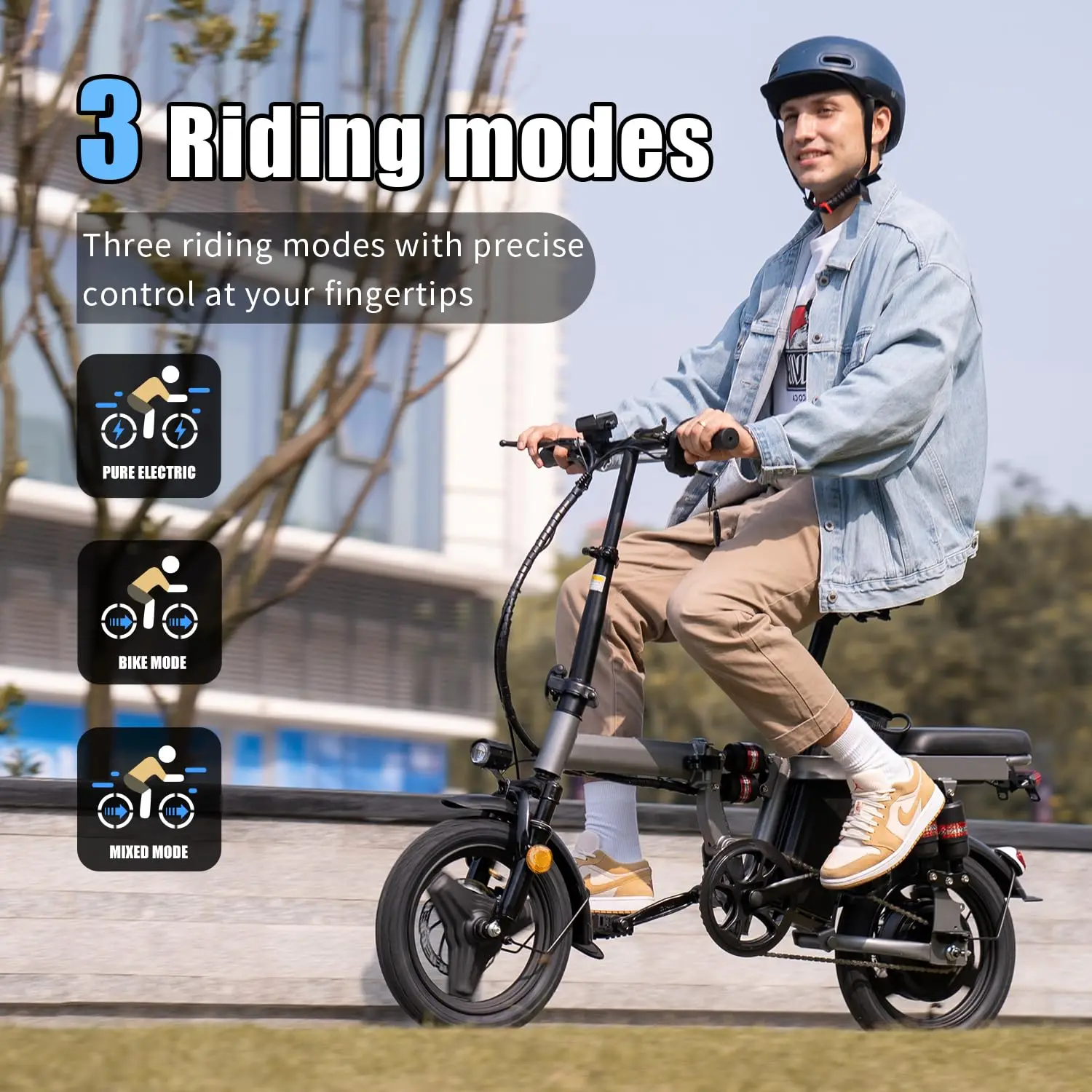 750W Peak Folding Electric Bike, 20MPH & 35-Mile Range, Dual Suspension & 14