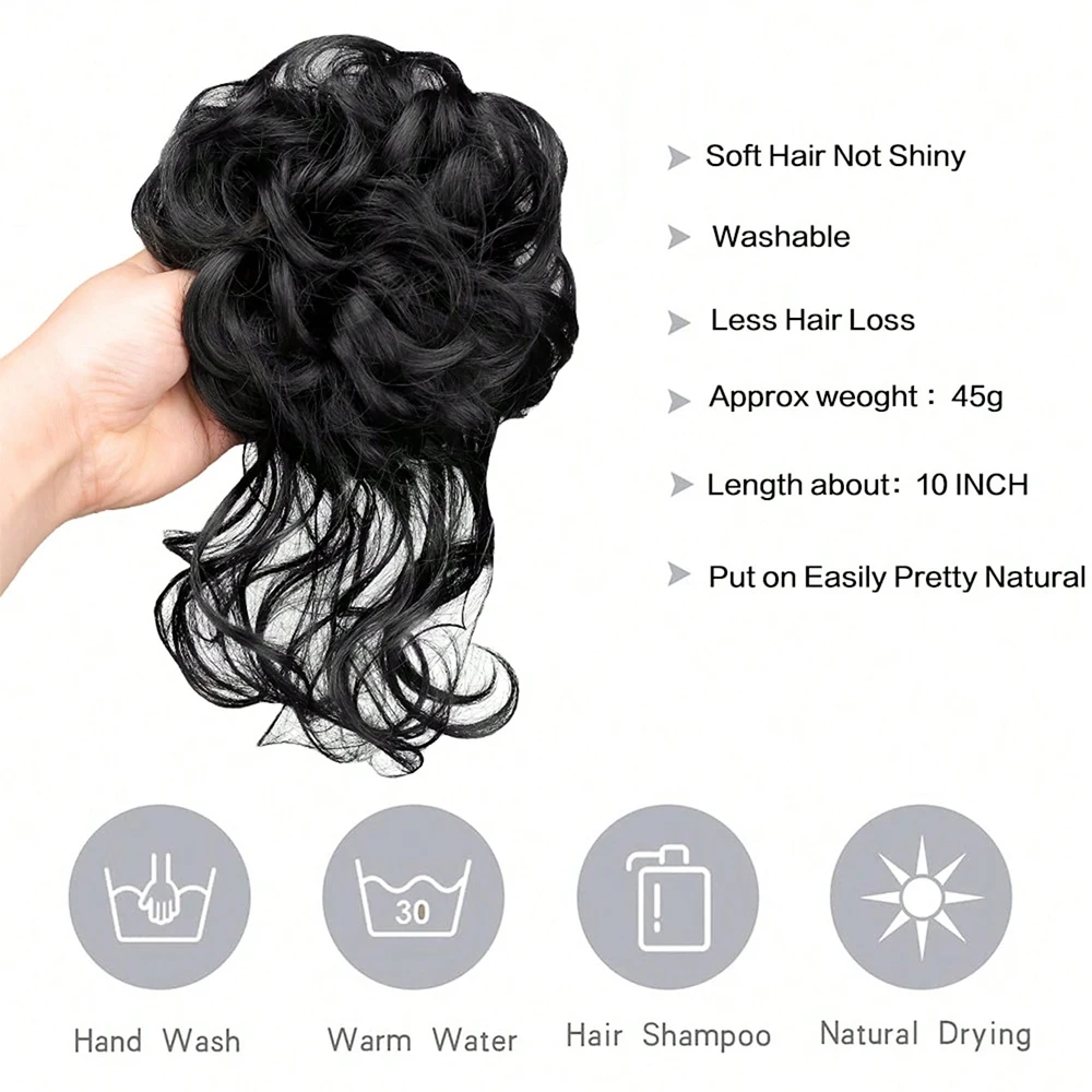 Synthetic Messy Hair Bun Curly Donut Chignon With Elastic Band Scrunchy Chignon Hair Extensions Hairpiece Fake Hair For Women