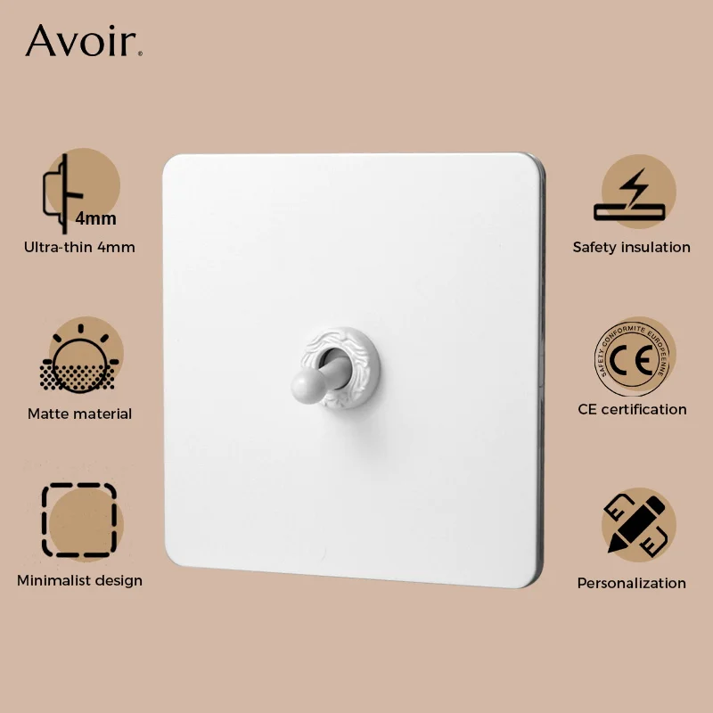 Avoir Biały panel ze stali nierdzewnej Przełączniki przyciskowe Okrągła mosiężna dźwignia do salonu UK Gniazdko ścienne z USB włącznik światła dźwigniowy wlaczniki retro gniazdo elektryczne włącznik światła dzwigniowy