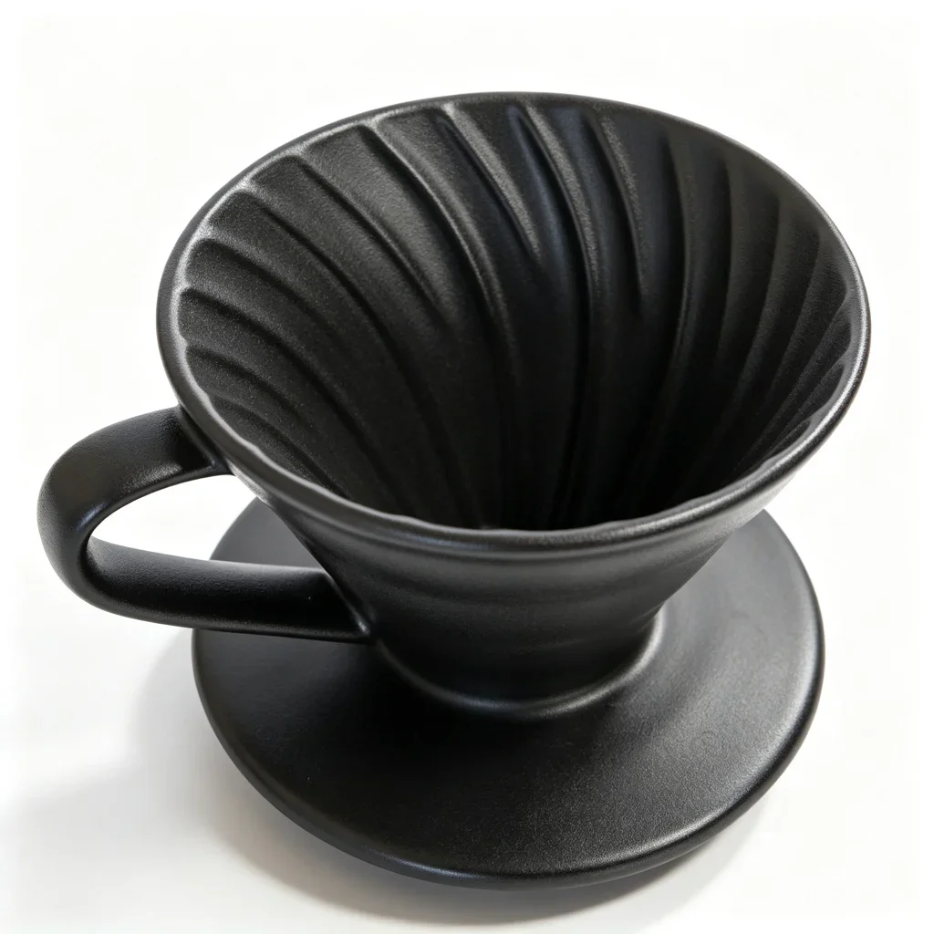 Black Ceramic Pour Over Coffee Dripper Set with Coffee Server Pot Matte Black Reusable Coffee Filter Cone for Home Office Cafe