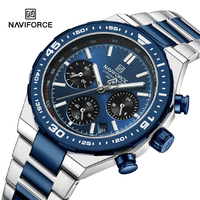 NAVIFORCE Creative Multifunction Men's Watch Date Display Stainless Steel Band Man Quartz Wristwatch 3ATM Waterproof Chronograph