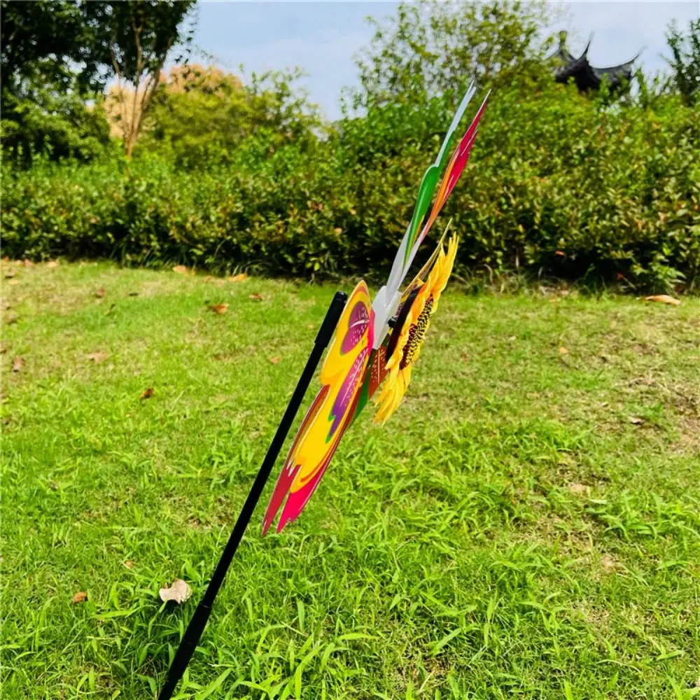 Multistyles Sunflower Windmill Liucai Wave Point PVC Stake Standing Lawn Flower Pinwheel Diameter 36cm Rotating Sunflower