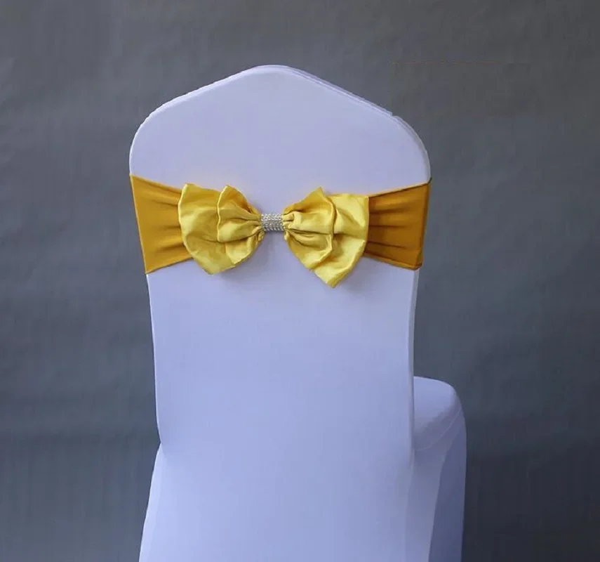 Wedding Spandex Chair Sash Satin Bow Tie Band Ready Made For Use Hotel Birthday Party Show Decoration