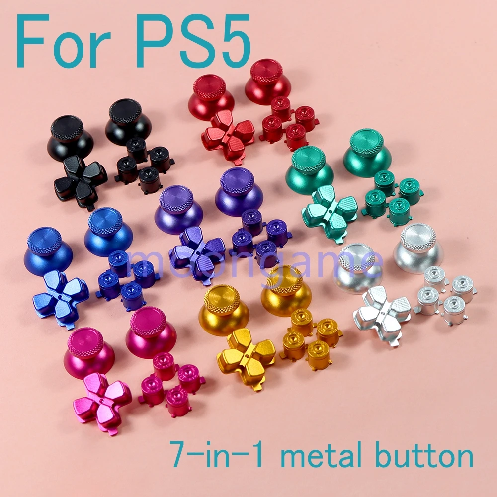 1set Replacement Metal Analog Thumbsticks Caps Dpad ABXY Bullet Buttons For PS5 Controller Thumb Stick Grip