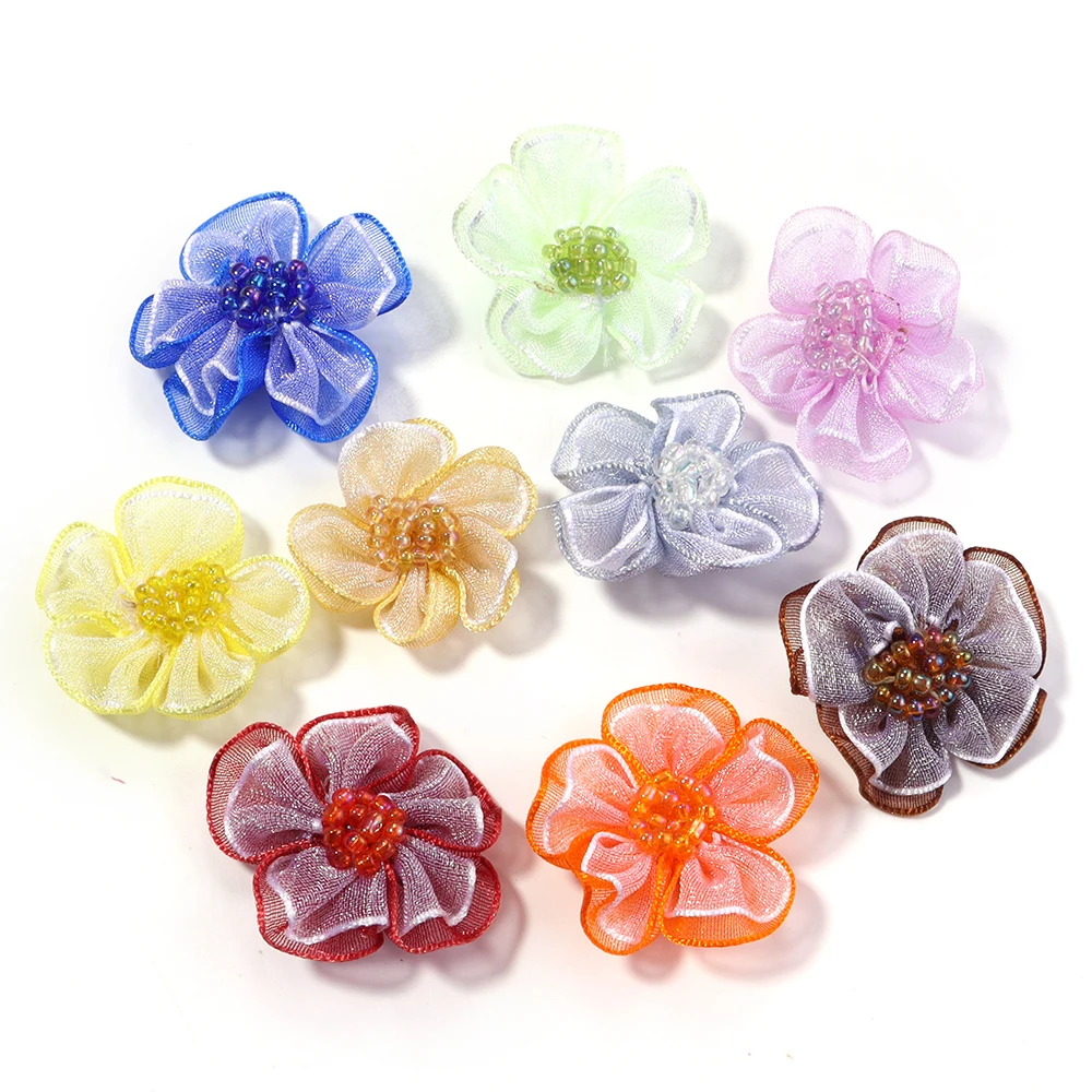 10 قطعة/الوحدة شبكة زهرة زين DIY بها بنفسك الملابس قبعة الأحذية الحرف لوازم الخياطة بقع أغطية الرأس مقاطع الشعر اكسسوارات الديكور #3