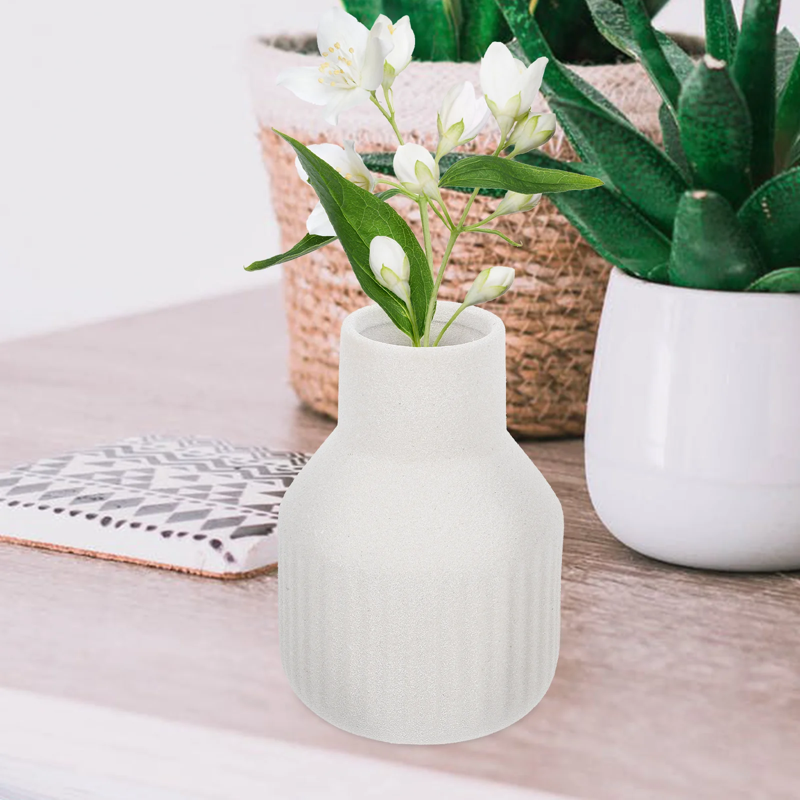 

Ceramic Vase Beautiful Texture Material Flower Arrangement Storage Bookshelf Decor Accents Neutral Home Decor