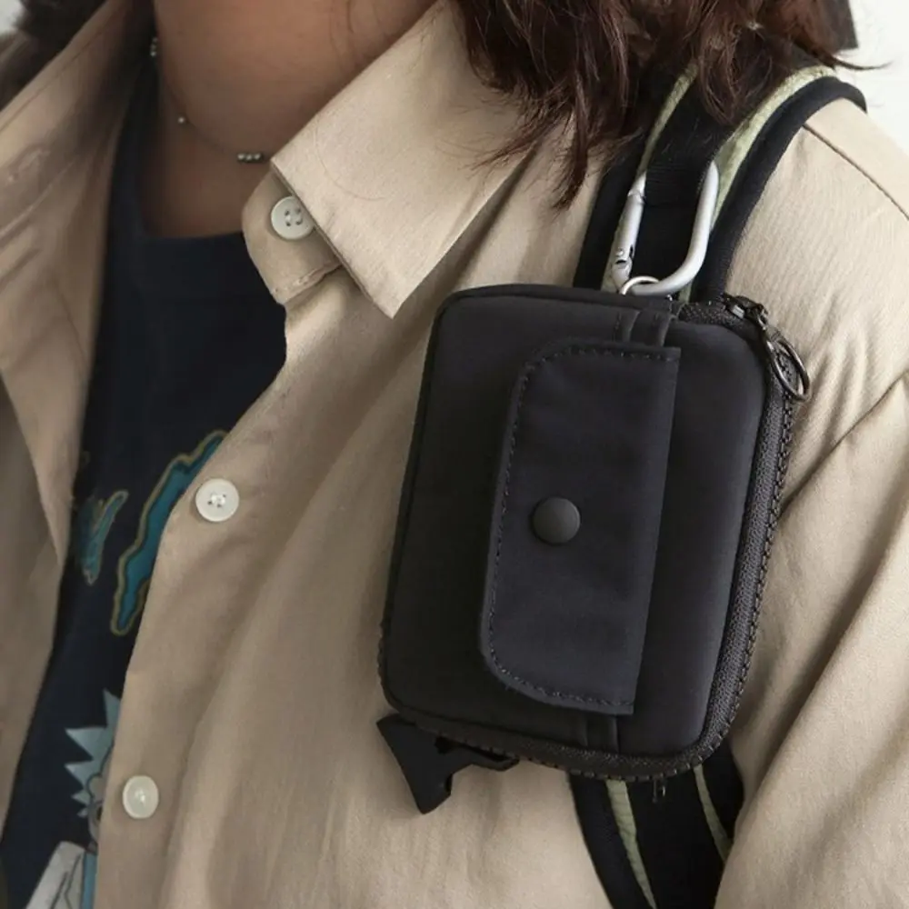 Fashion Solid Color Coin Purse Zipper Large Capacity Money Bag Wear-resistant Storage Bag Male Female