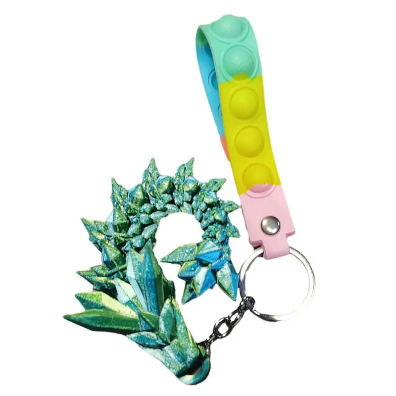 

3D Printed Dragon Key Chain Dragon Key Chains Rainbow Pearlescent Colors Articulated Dragon Year Pendants Dragon Statue Figurine