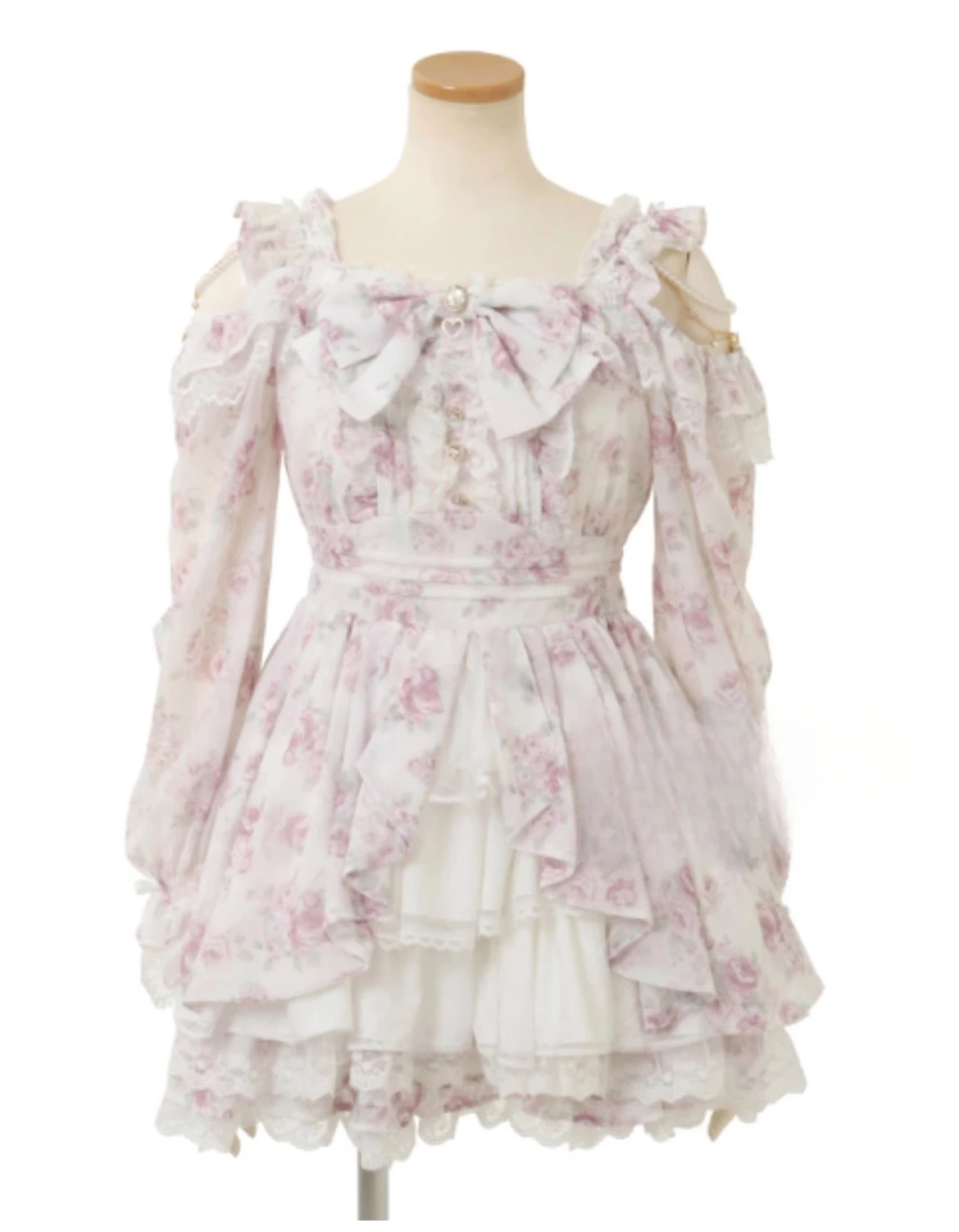 Nieuwe lente Japanse Liz Fairy off-the-shoulder parel bloemen bedrukte strikjurk + korte rok 2-delige set dames Lolita-jurkset