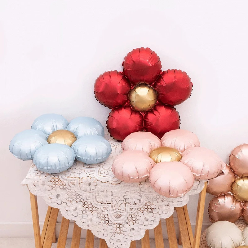 Balon Film Aluminium Bunga Matte Balon Pesta Pernikahan Ulang Tahun Pertama Bayi Perlengkapan Baby Shower Anak Laki-laki Perempuan Balon Balon Mainan