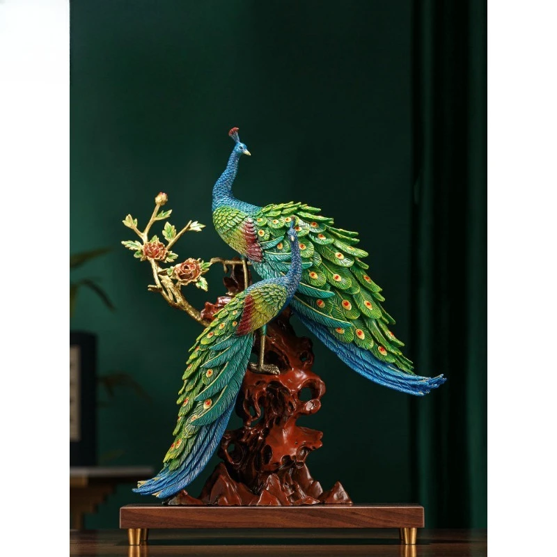 

Brass Fugui Double Full Peacock Ornament Chinese TV Cabinet