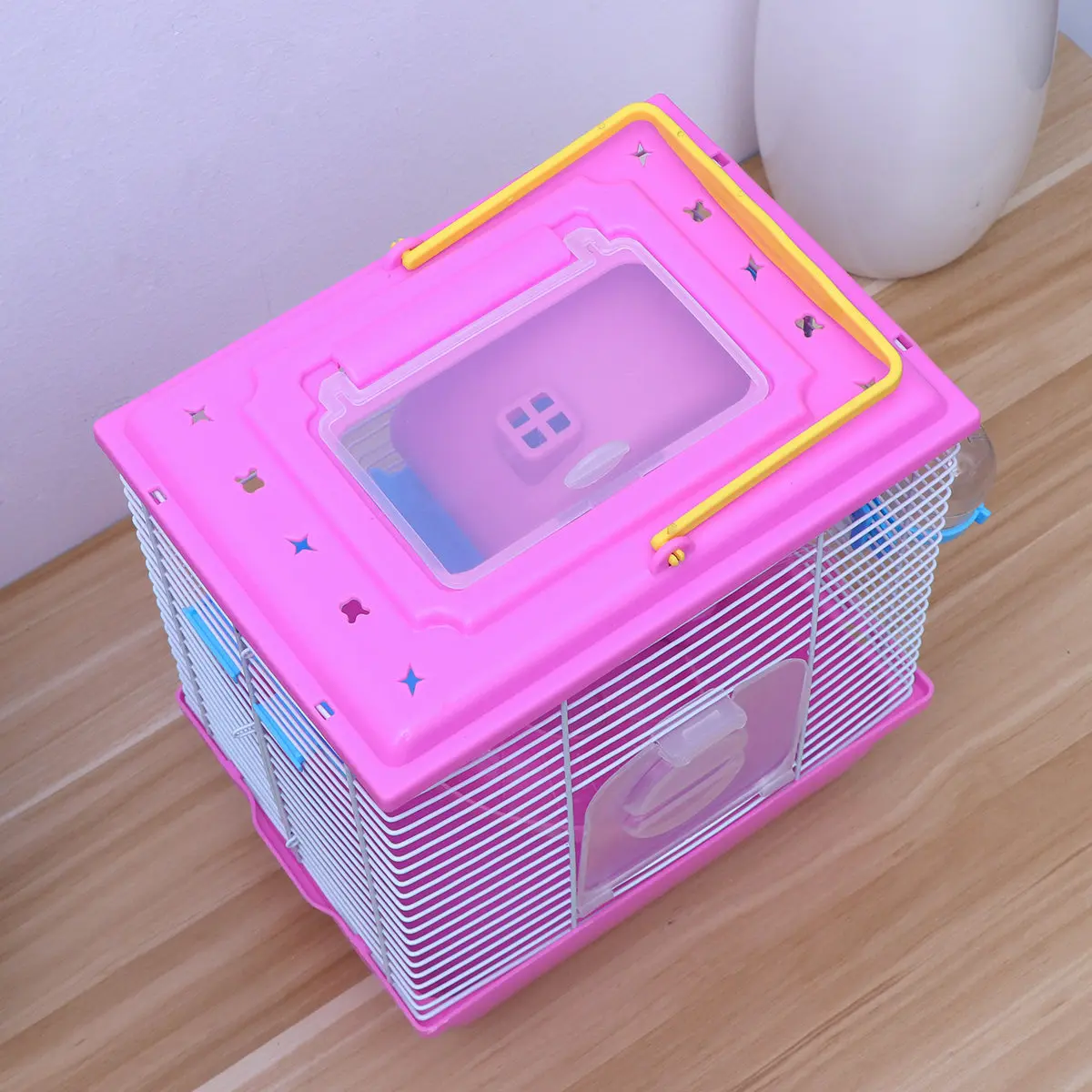 Pink Double Layer Hamster Cage Acrylic Pet Multifunction Design Top Ranking Material Small Hamster Cage