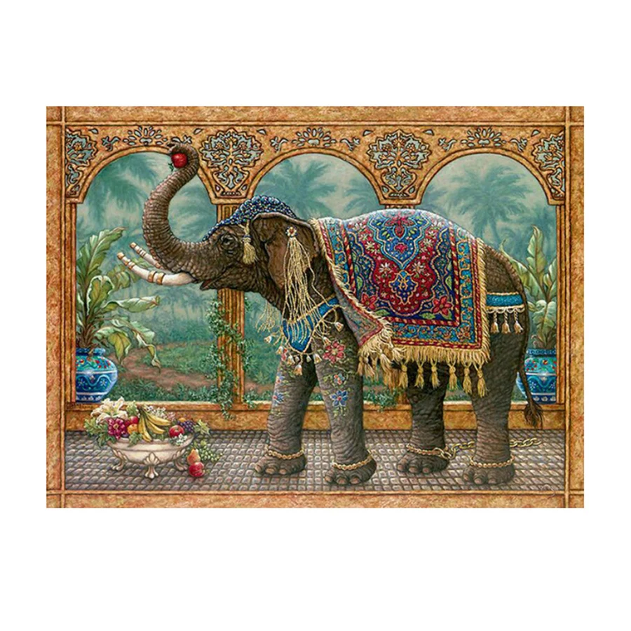 Full Square Rpund Diy 5D Indian Elephant Diamond Painting Cross Stitch Mosaic Rhinestones Embroidery Home Decor Creative Art