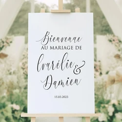 French Mariage Wedding Welcome Sign Decals Custom Texts Wedding Birthday Parties Vinyl Stickers Unique Wedding Mirror Decal