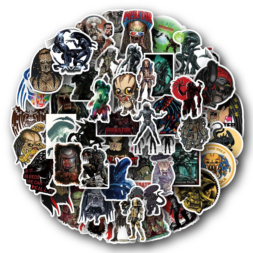 10/30/50PCS Predator Horror Movie Stickers Monster Kids Toy DIY Skateboard Luggage Phone Fridge Car Motorcycle Decals Graffiti