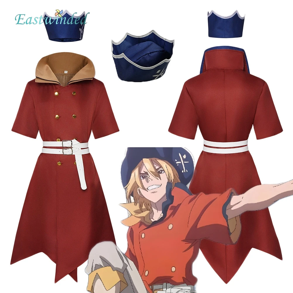 

Anime DR Stone Ryusui Nanami Cosplay Red Uniform Blue Hat Costume Outfits Stone of DR Roleplay Clothing Halloween Carnival Party