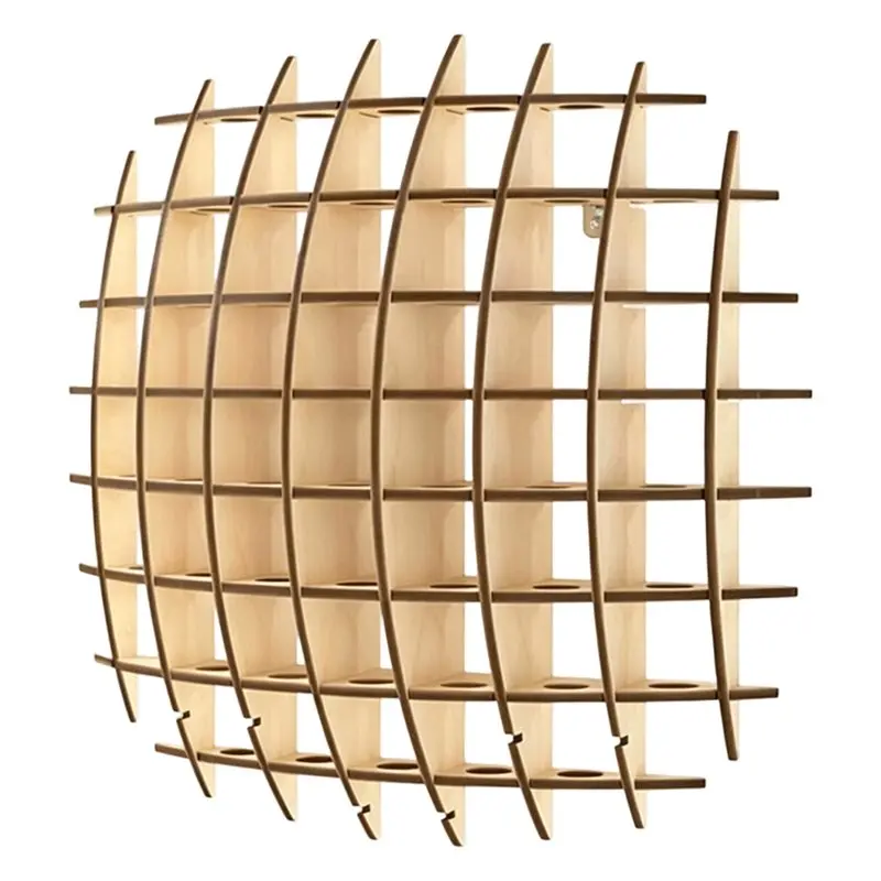 AEE4-Premium Wooden Golf Ball Display Case - Wall-Mounted Rack For 52 Golf Balls, Perfect For Home Decor, Golf